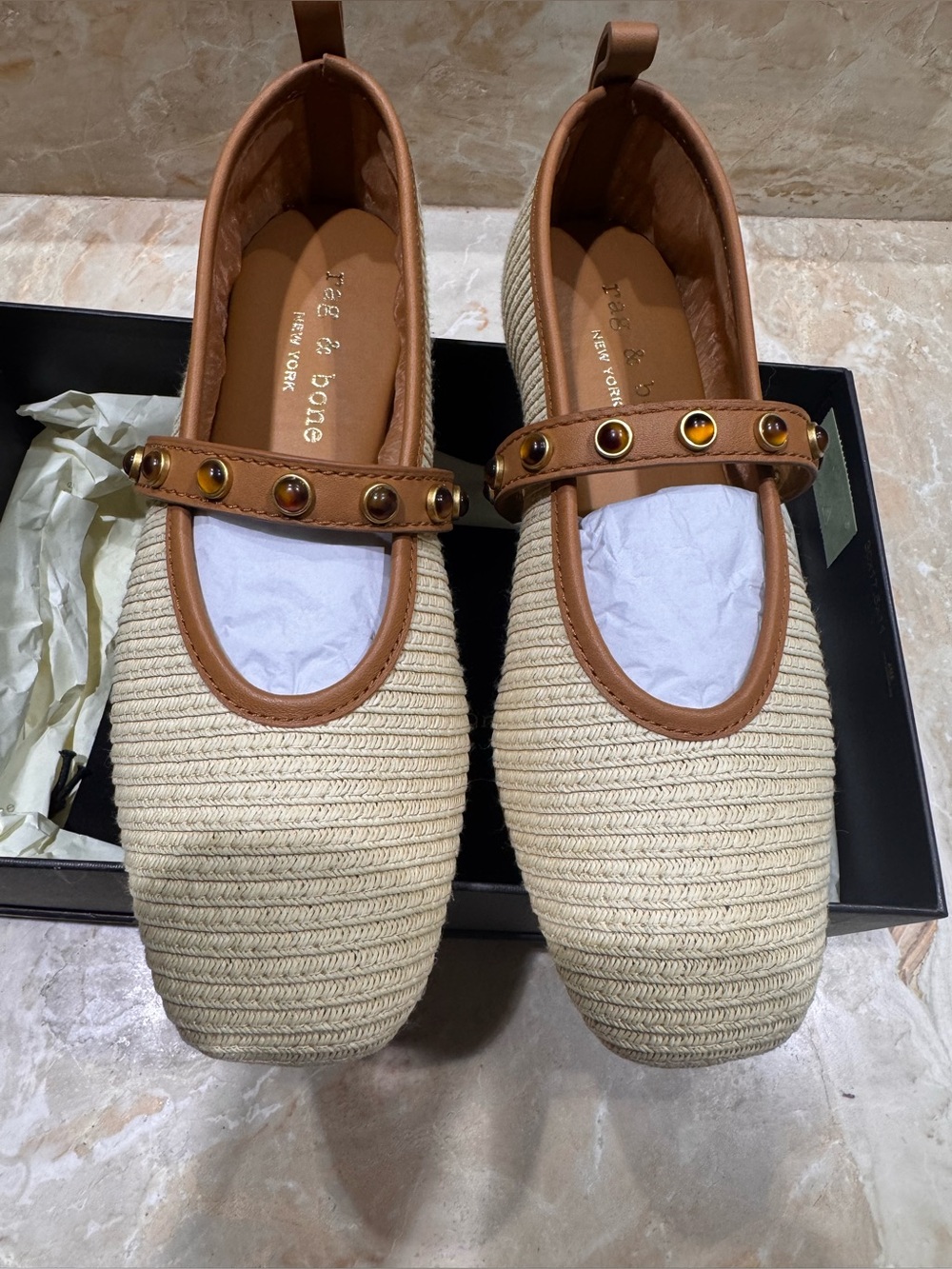 Rag & Bone CABOCHON SPIRE MARY JANE NATURAL IT 38 US 8 - Picture 7 of 12
